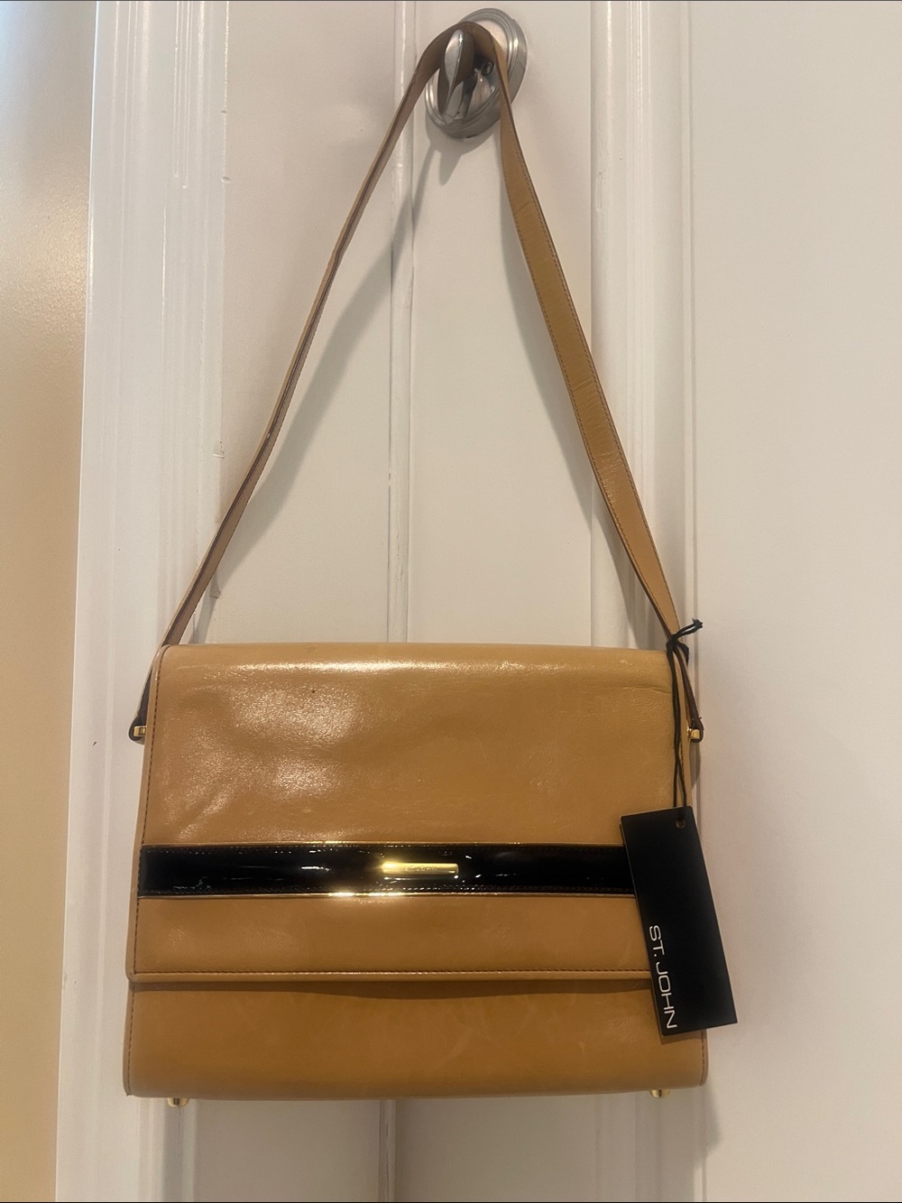 St. John Vintage Yellow Shoulder  Bag with Black Accent